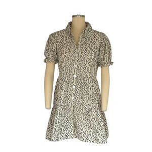Beachgold XS Leopard Print Button-Down Mini Dress Short Sleeve Casual